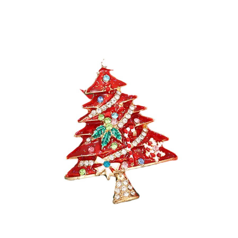 2024 nuevo broche de Navidad de diamante de diamante de caída de aceite árbol de Navidad broche de diamante de invierno suéter accesorios de traje