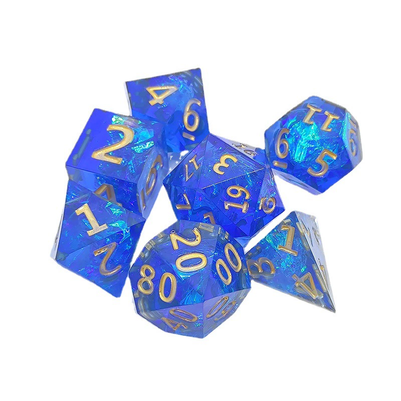 Набор резиновых костей Kusuro COC DND TRPG, многоугольный эпоксидный 7‑частей радужных цветов