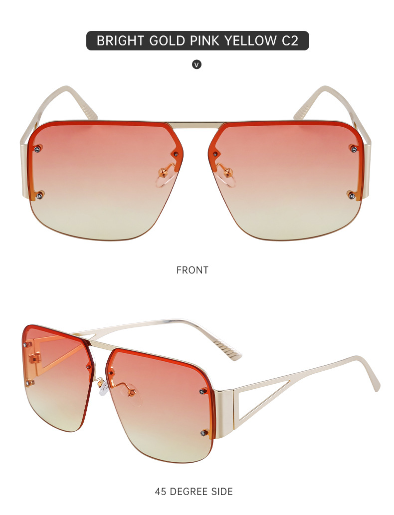 Sunglasses Unisex European Style Frameless Rectangular Shades_voghion.com