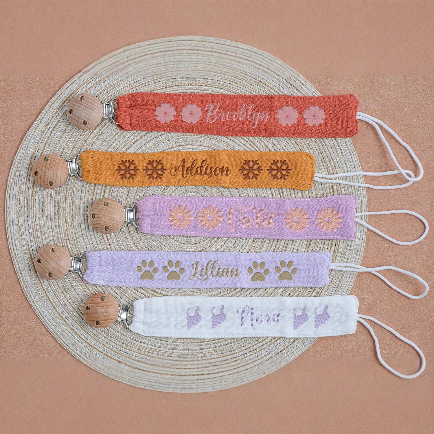 ins bordado bebé bordado pacificador tetina cadena de bebé diente pequeño juguete anti-cadena cabelga de leche de haya