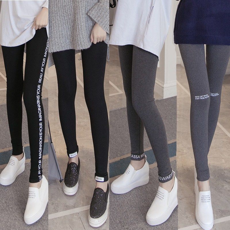 여성용 봄, 가을 벨벳 슬리밍 한국식 타이트하고 다재다능한 레터 요가 팬츠로 입기 좋은 플러스 사이즈 고탄성 레깅스
