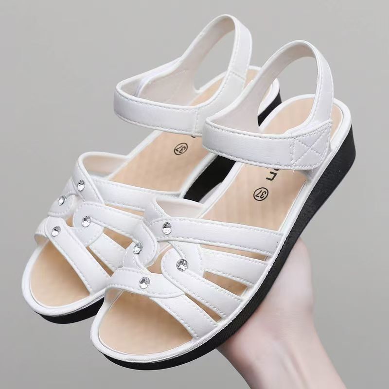 Summer new product: Middle-aged and elderly women's wedge sandals with Velcro fastening, wholesale from manufacturer, outdoor fashion versatile women's sandals Summer new product: Middle-aged and elderly women's wedge sandals with Velcro fastening, wholesale from manufacturer, outdoor fashion versatile women's sandals