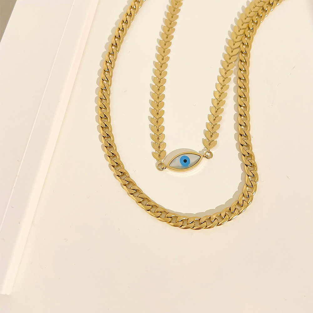 Fashion Devil'S Eye Stainless Steel Necklace Plating Stainless Steel Necklaces_colorza_5