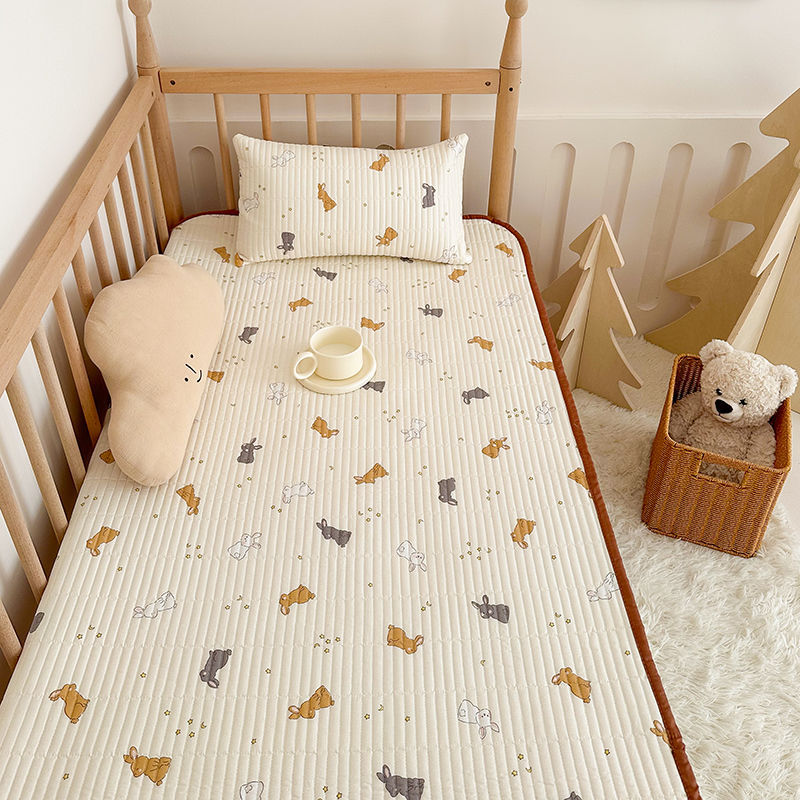 Category a Maternal and Infant Cotton Infant Mattress Four-Season Quilted Thickeneded Anti-Slip Bed Sheetss Machine Washable Bed Cover Two-Piece Set