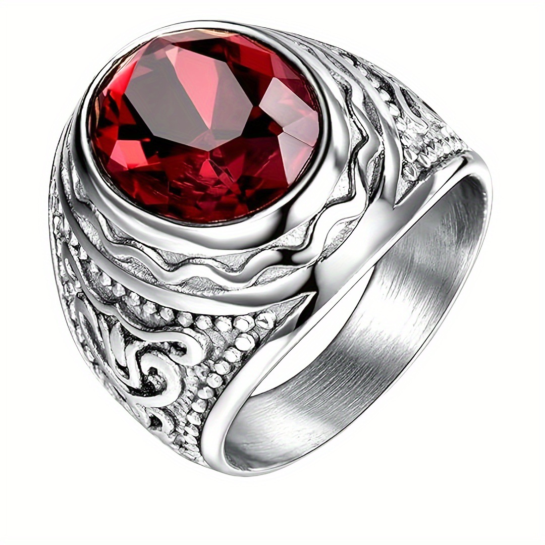 Vintage Carved Pattern Men's Ring Gold Wedding Ring a Large Diamond Ring Suitable for Men and Women to Wear