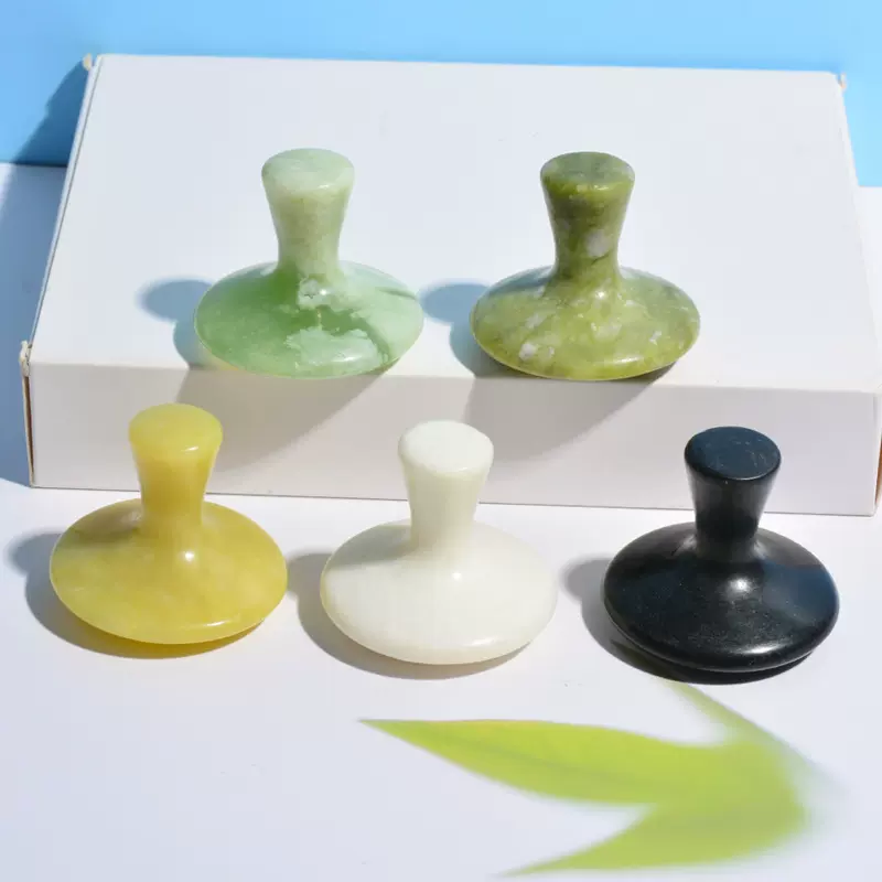 岫岩工厂多款式大号蘑菇石按摩器简约岫玉玉石脸部保健套装按摩器