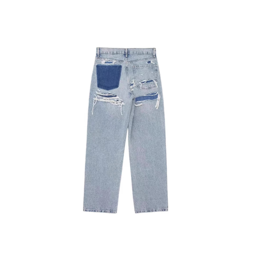 Jeans de Mujer Talla Grande de Mezclilla, Cintura Media, Corte Holgado, para Uso Casual image 5
