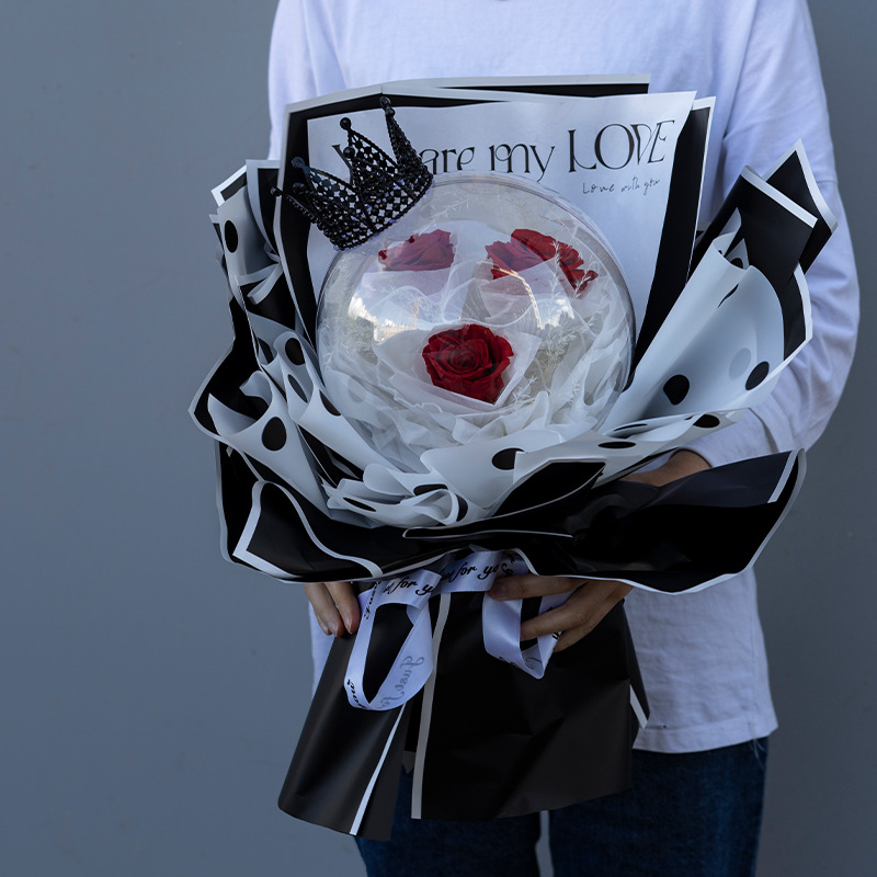 Ramo de rosas eternas Bobo, ramo grande, decoración de flores reales, regalo de San Valentín para novia, regalo de alta gama, venta al por mayor.