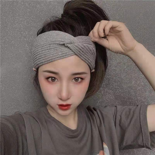 Cross-border influencer new cross-brim face-washing delicate yarn headband for INS girls yoga postpartum wide-brim influencer headband