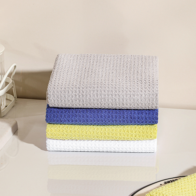 Waffle rag ultra-fine fiber absorbent quick-drying hand towel small square towel kitchen sanitary absorbent oil-absorbing scouring pad
