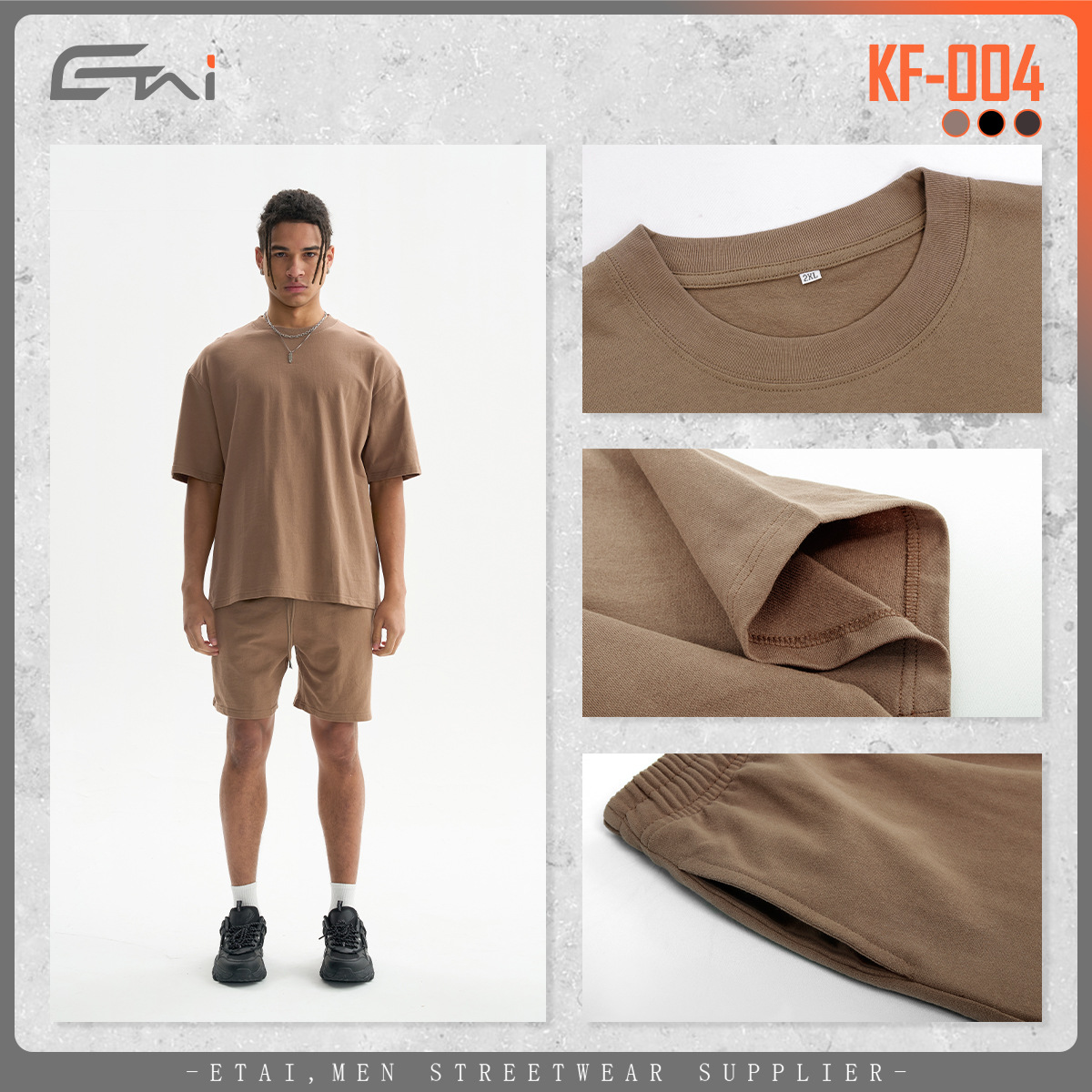 ETAI ropa de hombre de verano suelta algodón de manga corta para hombres y mujeres deportivos casuales de color sólido gran camiseta dos piezas