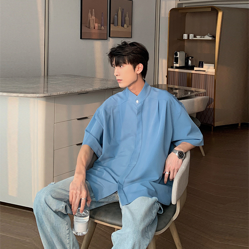 Verano sin planchar nuevos hombres chinos guapos camisa de manga corta para hombres tops de todo fósforo de marca de moda city boy camisa casual