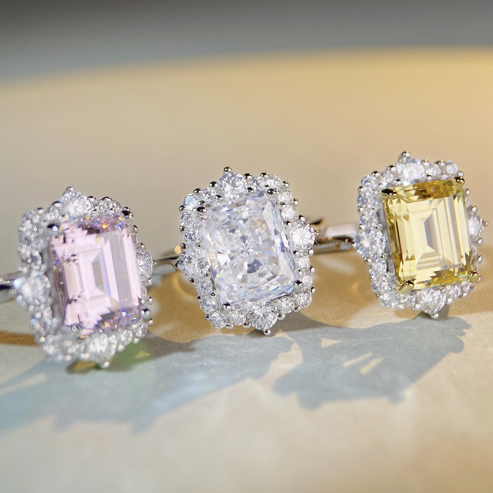 Simple Style Rectangle Sterling Silver Plating Zircon Rings 1 Piece