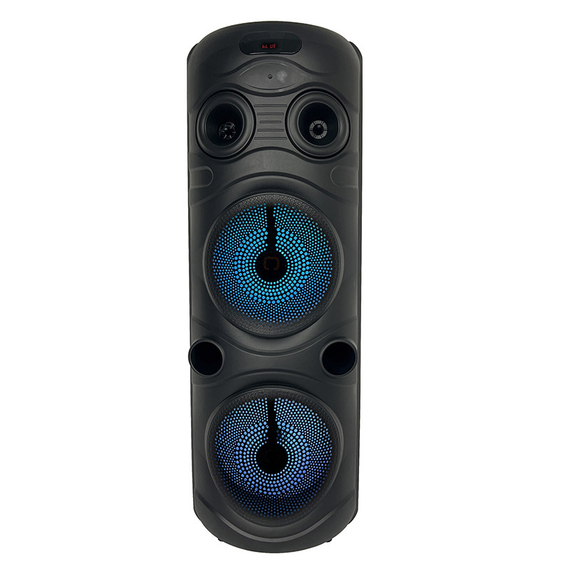 Karaoke Artifact Double 8inch Trolley Speaker with Wireless Microphone Led Lighting Outdoor Party Mobile Audio