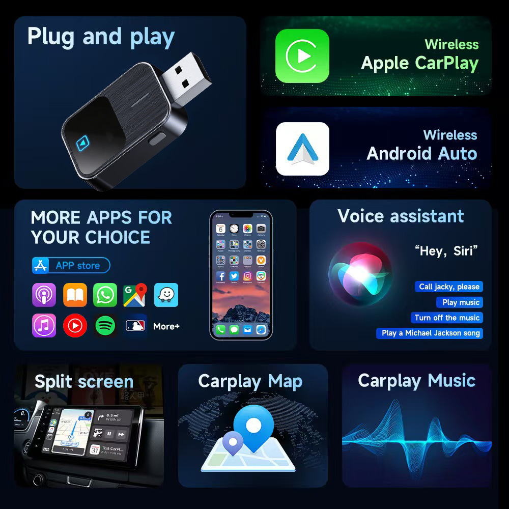 2026 New Car Wireless Carplay Box Android Two-In-One Car Adapter Car Connectivity