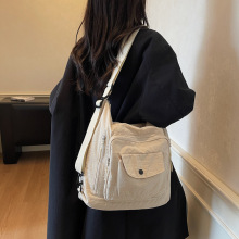 复古水洗做旧工装风机车包女大容量时尚多口袋单肩斜挎包手提包软