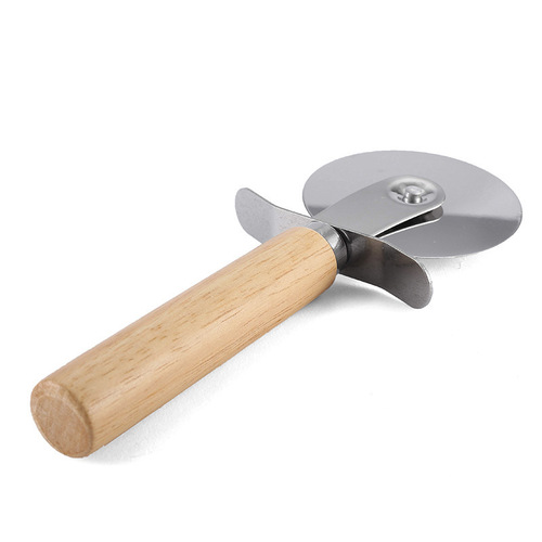 430 wooden handle stainless steel pizza roller single wheel hob cutter cookie cutter wooden handle pizza knife baking
