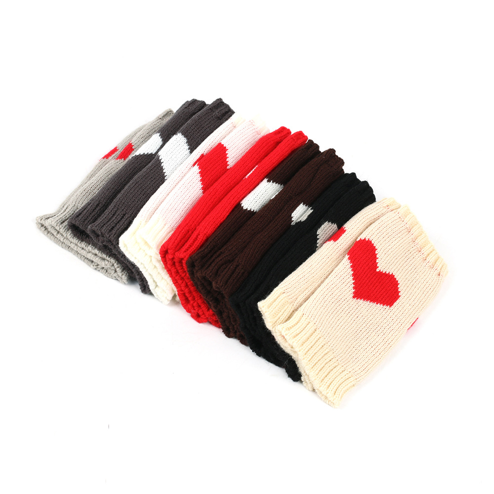 Κοντά μισά δάχτυλα για φοιτητικό γραφείο, μανίκια ροδακινί, πλεκτά γάντια αγάπης με ζεστή καρδιά_voghion.com