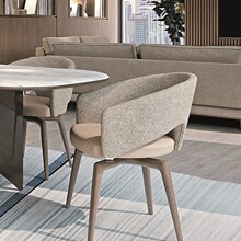 北欧单人椅轻奢靠背凳家用布艺餐椅现代简约洽谈椅扶手餐厅软包