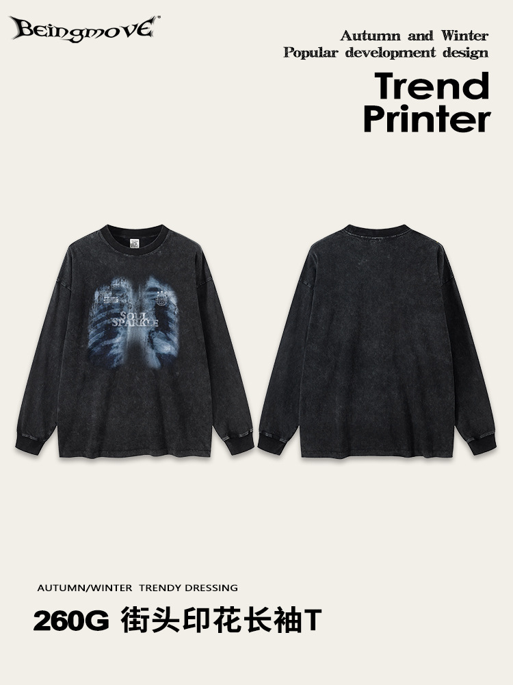 Impresora de marcas| 2025 otoño estilo de moda vintage chaqueta de manga larga manchada para hombre chaqueta de cuello redondo para hombre