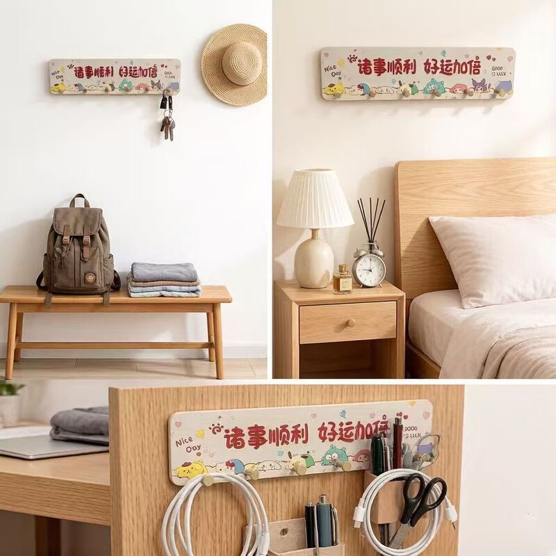 Cartoon Cute Acrylic Strong Adhesive No-Drill Wall Hooks for Hanging Clothes, Suitable for Living Room, Bedroom, Kitchen Decorations