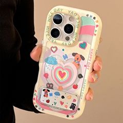 ドーパミン愛犬柄 iPhone16ケース iPhone17ミラー付きスタンド 15promax対応 14発送可能