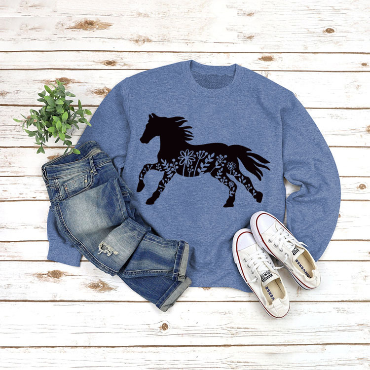 Amazon estación independiente en stock cuello redondo europeo y americano superior manga larga impresa eBay cómodo suéter transfronterizo Comercio exterior venta al por mayor