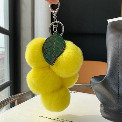 wholesale Rabbit fur ball grape Bag Pendants Plush Ball automobile Key buckle Pendant Accessories fruit Pendants