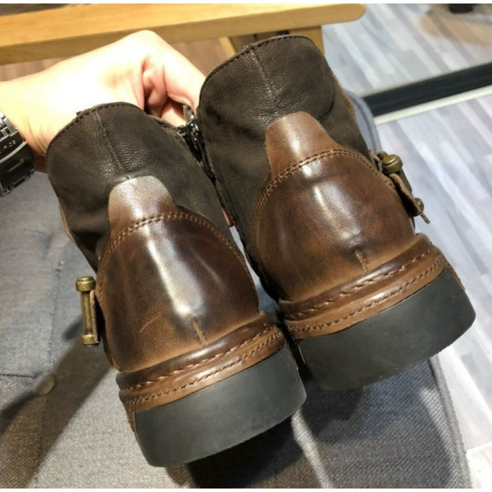 Ботинки Martens высокие коричневые с молнией, рифлёная подошва, размеры 38–48
