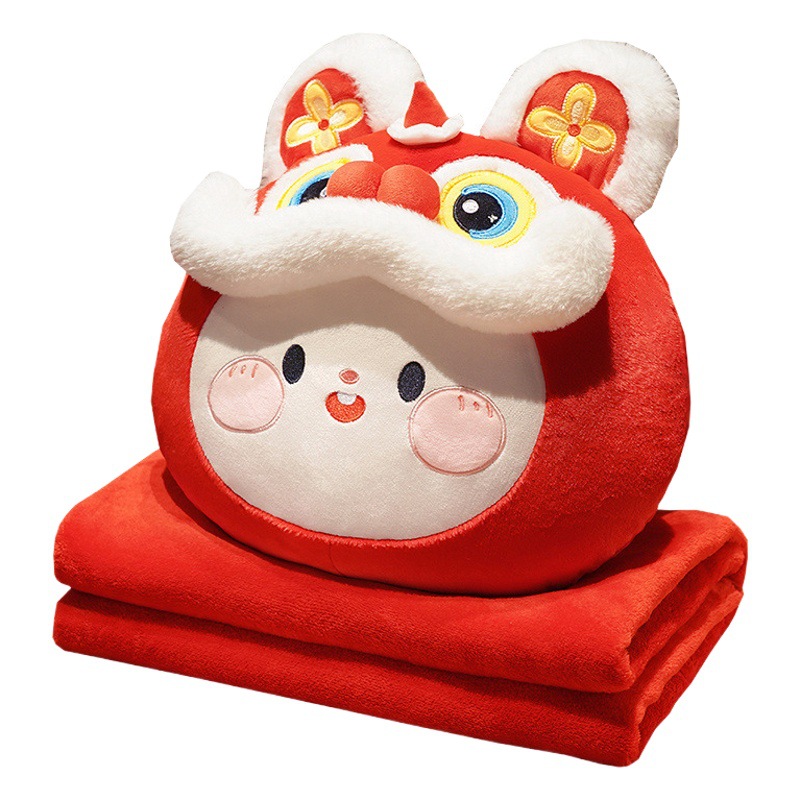 Xingshi conejo almohada edredón de doble uso Oficina almohada coche manta dos en uno engrosada manta de invierno