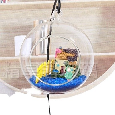 Florero colgante de bola transparente, mini paisaje hidropónico, ideal para suculentas y decoración