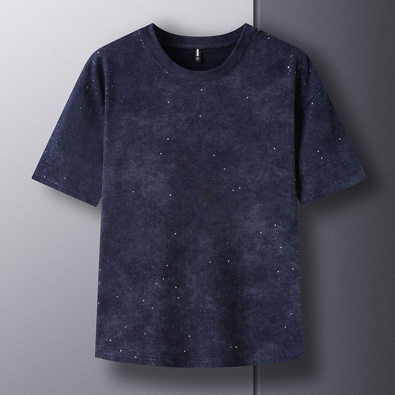 Men's quality solid color fashionable T-shirt with a round collar…