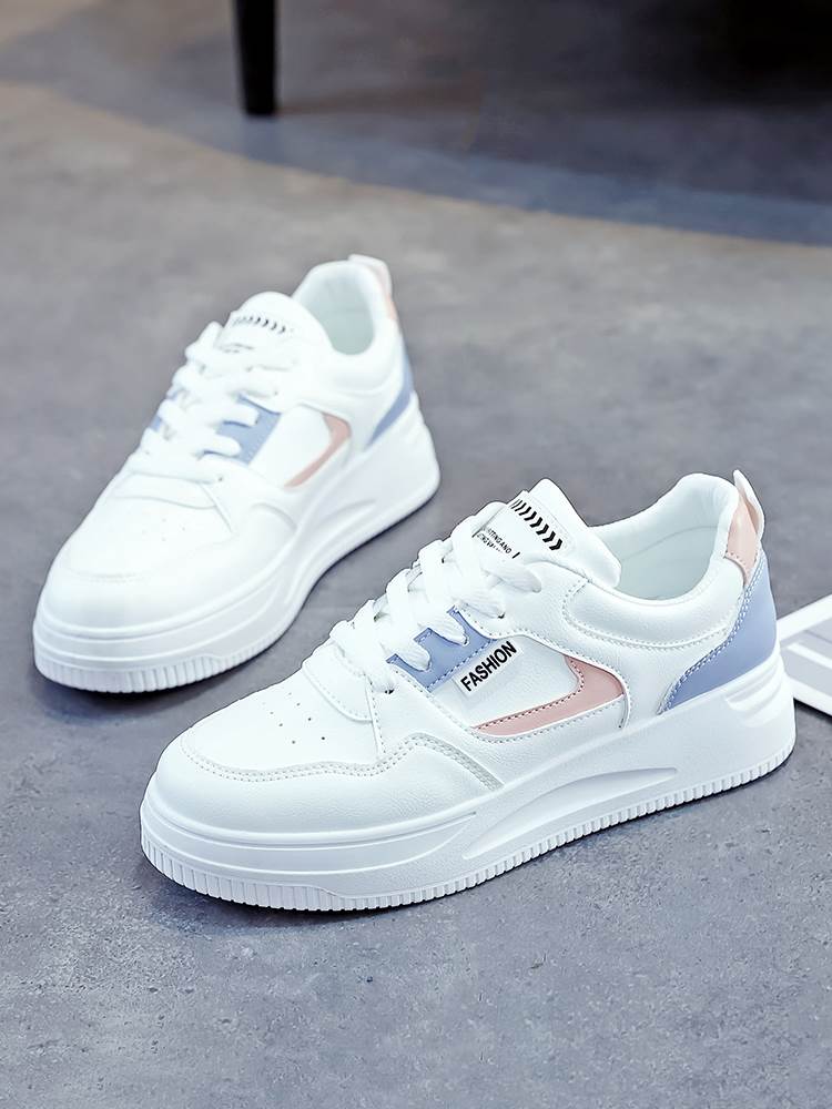 Women's Casual White Trainers Thick Sole Versatile Sport Shoes_voghion.com