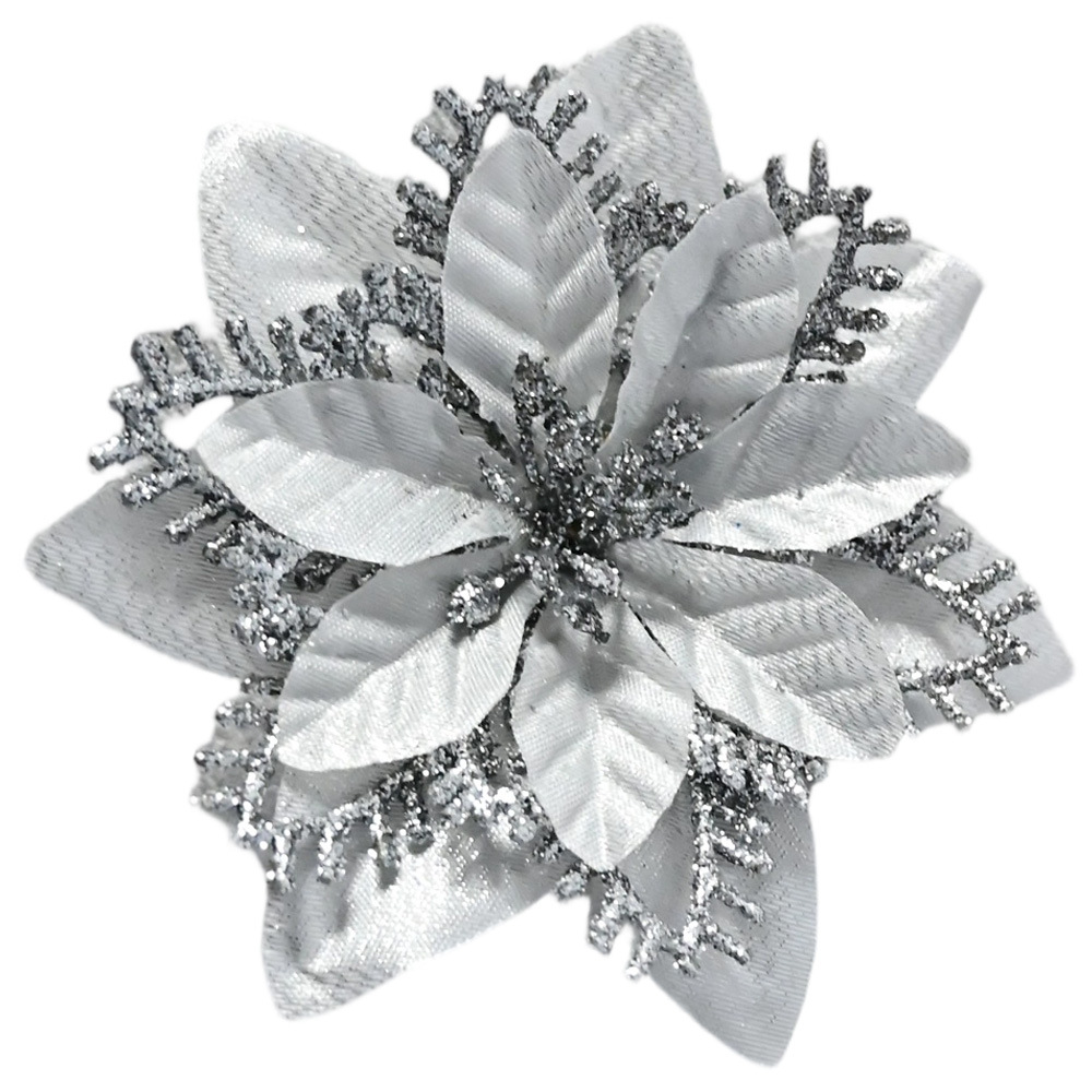 Polvo de oro transfronterizo de alta gama flor de Navidad polvo de oro tridimensional de tres capas flor de Navidad decoración de árbol de Navidad decoración de guirnalda al por mayor