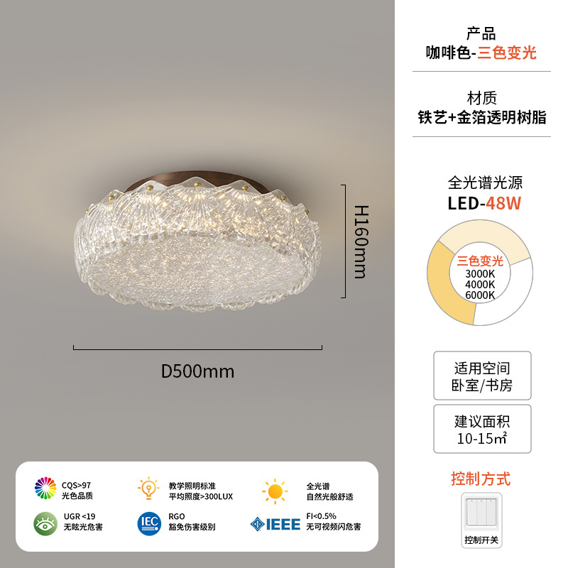 Italia lámpara de oro de alta gama lámpara de techo del dormitorio lujoso diseño ligero francés atmósfera de protección de los ojos de la habitación lámpara de estudio