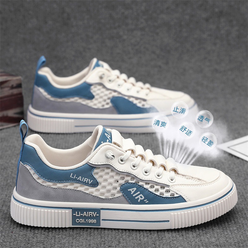 Zapatos de hombre de la estación europea, zapatos deportivos casuales transpirables de malla de transmisión en vivo de verano, zapatos de plataforma de todo fósforo de alta gama para estudiantes de moda