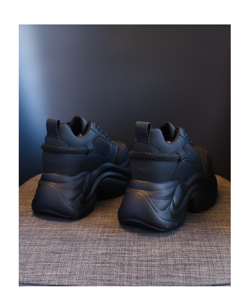 Giày sneaker nữ đế dày phối màu tăng chiều cao — Đen đỏ lót nhung chi tiết 19