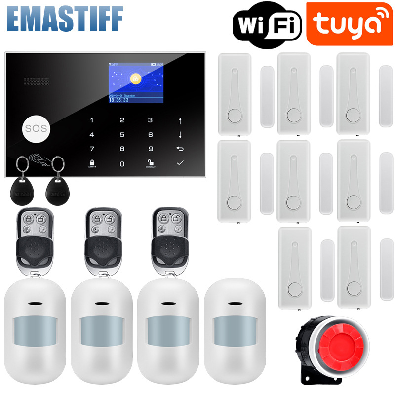 SOS一键求救 涂鸦WiFi GSM防盗报警器tuya报警系统11国语言切换
