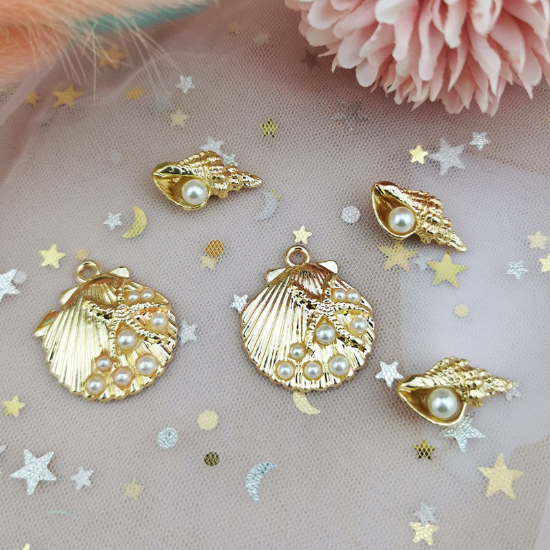 Pearl Inlay Material 10 PCS/Package 10*21mm 25 * 28mm Metal Pearl Conch Shell Polished Pendant