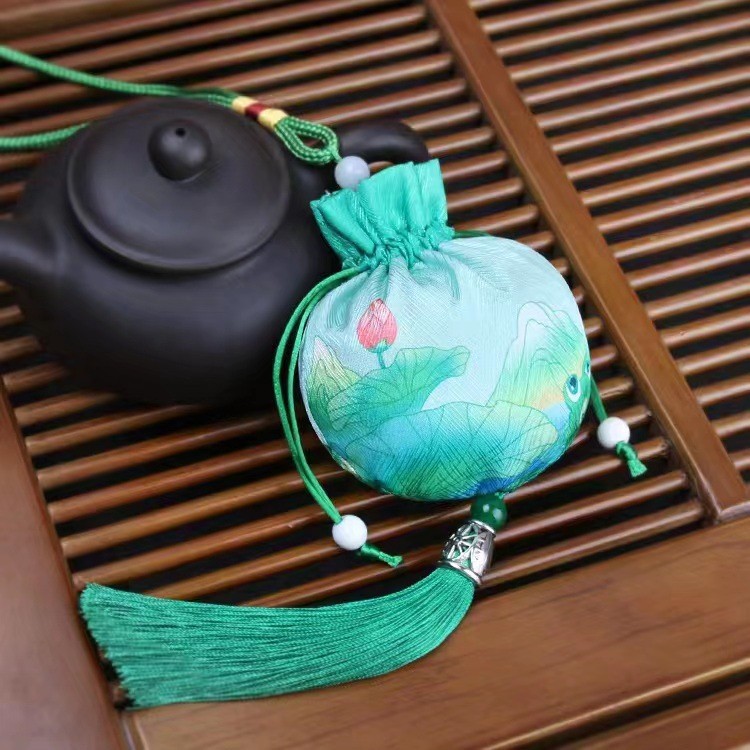 Mugwort Sachet Ai Cao 艾草 Embroidered Herbal Pouch for Car Hanging and Dragon Boat Festival Gift preparation
