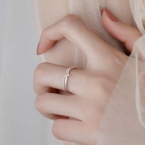 925 sterling silver simple line female ring niche design geometric ring cold style fashion personality one piece wholesale
