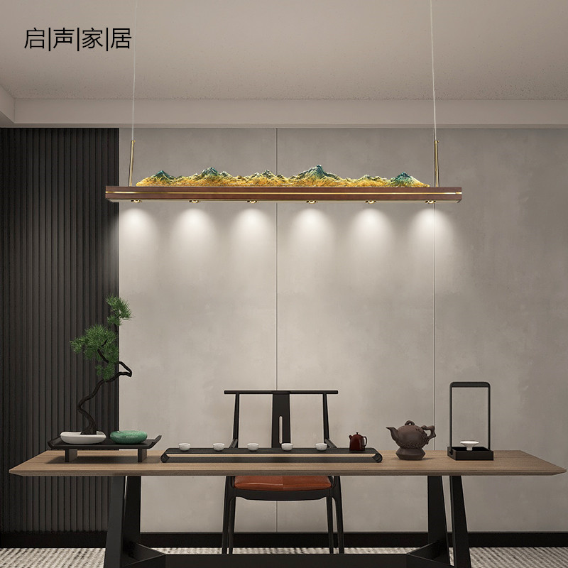 新中式禅意大气珐琅彩树脂冰山餐厅吊灯现代简约中式创意茶室灯