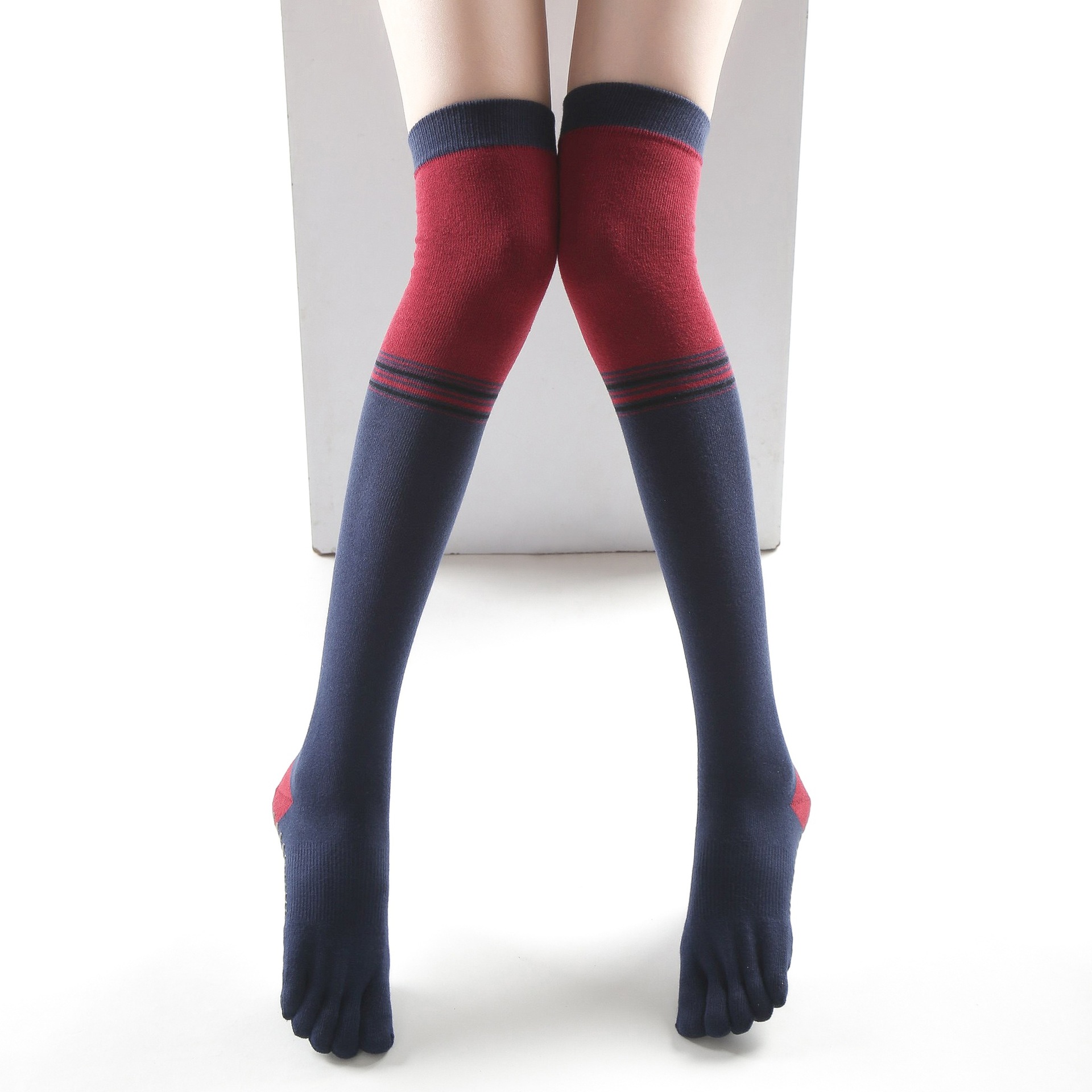 (무릎 위) 스트라이프 네이비