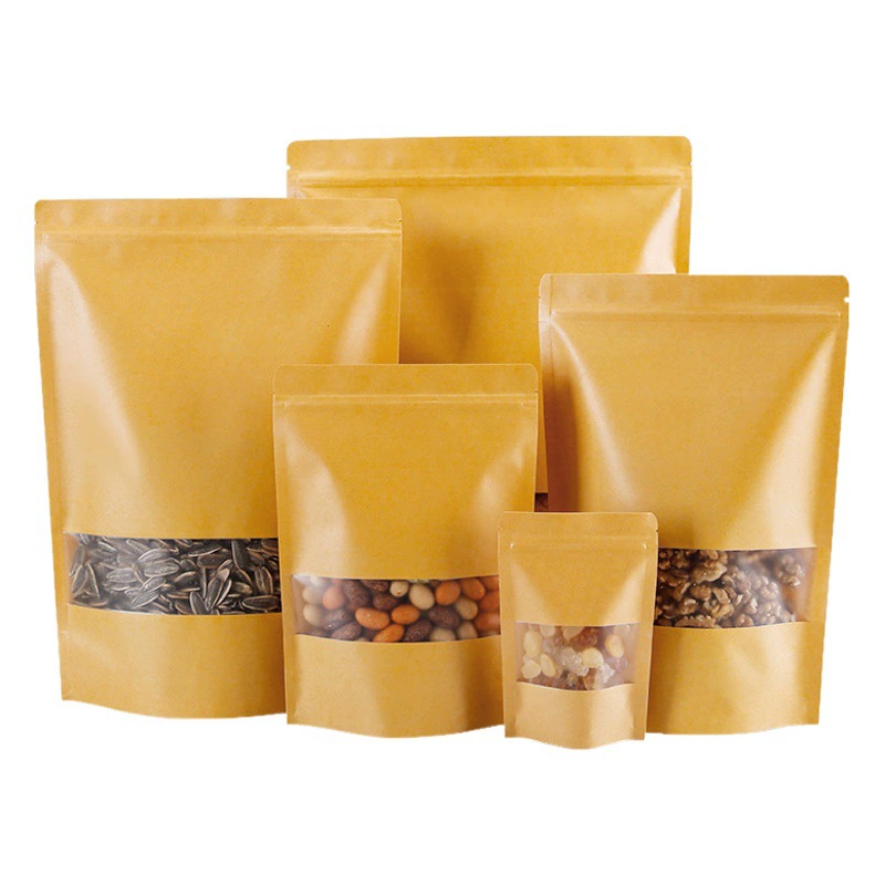 Матовые самоклеящиеся пакеты из крафт-бумаги с застежкой-молнией для сухофруктов, закусок, продуктов питания, чая и упаковки для пчел, в наличии.