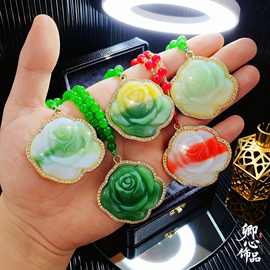 新款复古风长款花朵牡丹花吊坠毛衣链项链吊坠挂件项链金框花吊坠