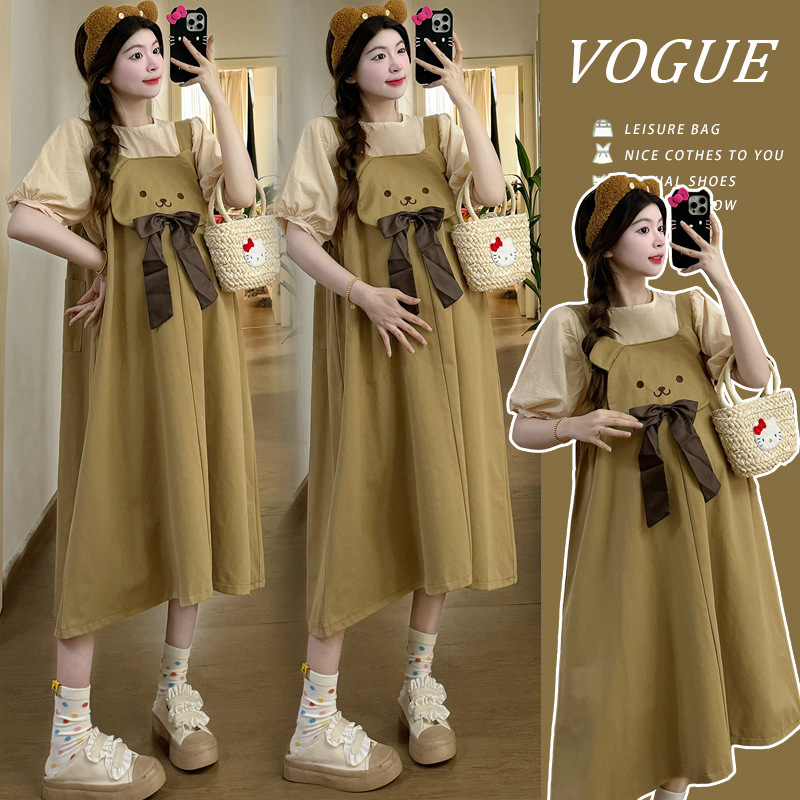 Pregnant Women's Strappy Dress suit Summer New Sweet Cute Maternity Dress Loose Belly Covering Fashion Summer dress Women