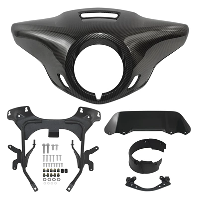 modified pig hood spoiler | Motorcycle front windshield - carbon-headlight-cover-smoked-black-windshield