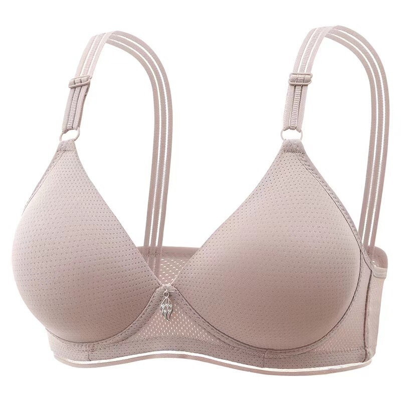 Factory direct approval of spring and summer middle-aged and elderly small chest two-row buckle thin no steel ring mother underwear cross-border foreign trade Factory direct approval of spring and summer middle-aged and elderly small chest two-row buckle thin no steel ring mother underwear cross-border foreign trade