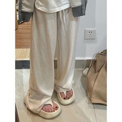 175高个子加长黑灰糯米裤女春秋慵懒垂感直筒针织阔腿拖地裤