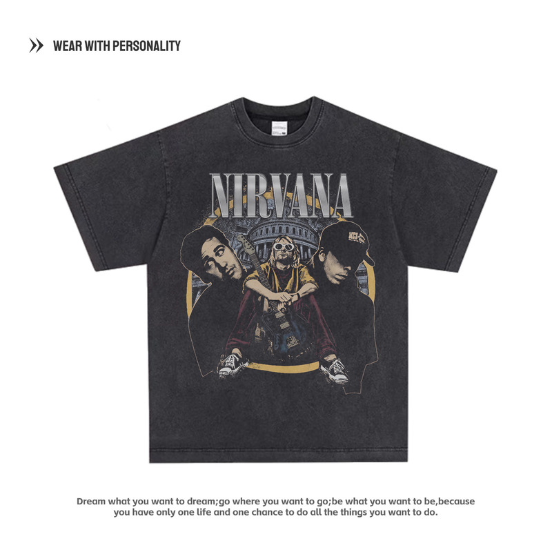 Nirvana Band Peripheral Long and Short Sleeve T-Shirts for Men and Women Summer New Pure Cotton Versatile Casual Half Sleeves